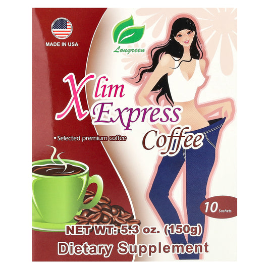 Longreen, Xlim Express Coffee, 10 Sachets, 5.3 oz (150 g)