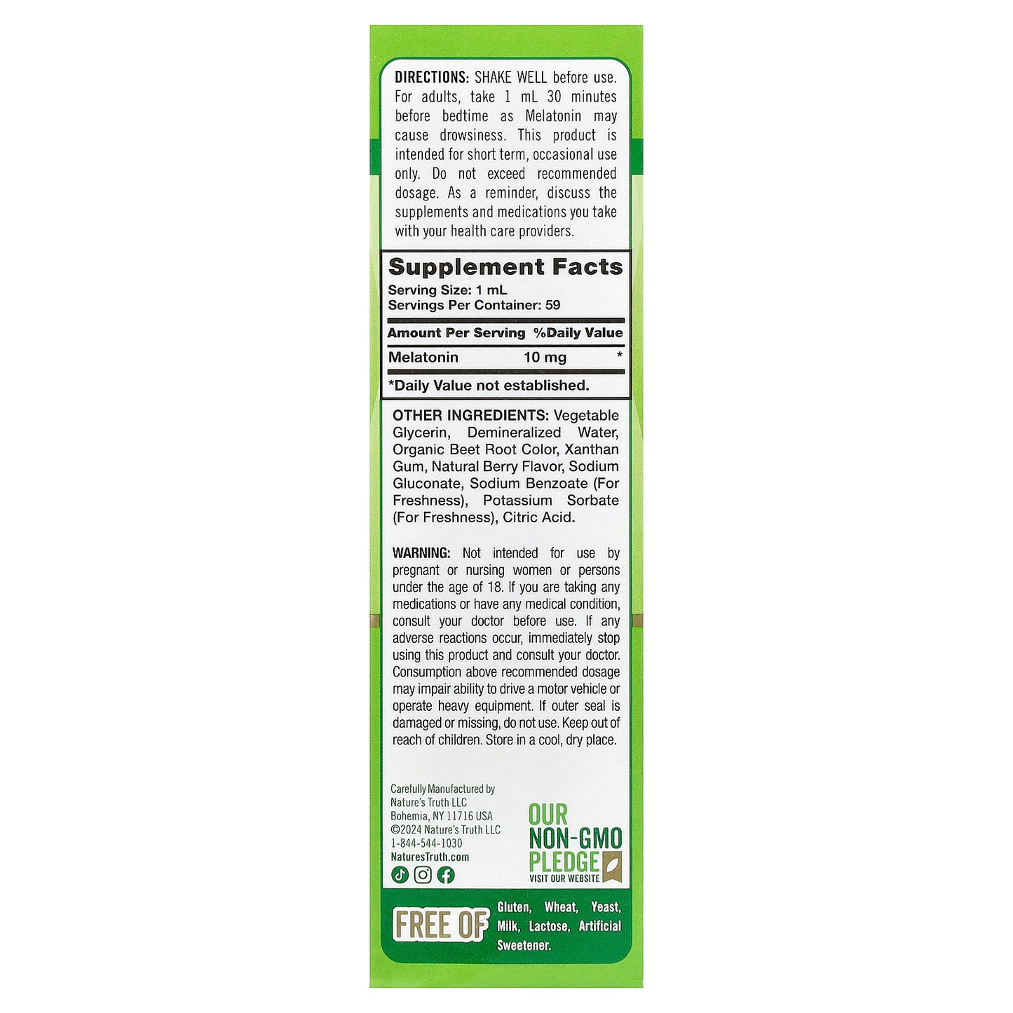 Nature's Truth, Liquid Melatonin, Delicious Berry, 2 fl oz (59 ml)