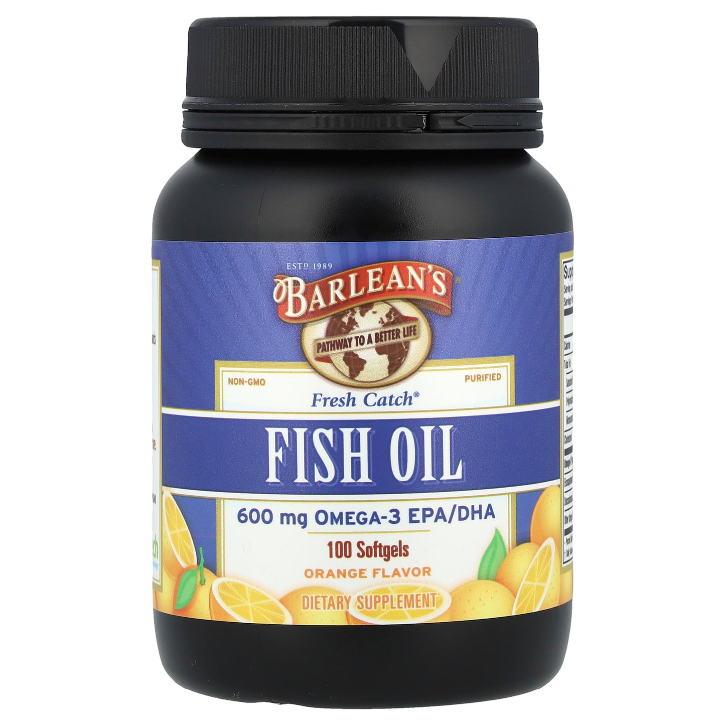 Barlean's, Fresh Catch®, Fish Oil, Omega-3 EPA/DHA, Orange, 100 Softgels (300 mg per Softgel)
