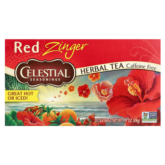 Celestial Seasonings, Herbal Tea, Red Zinger®, Caffeine Free, 20 Tea Bags, 1.7 oz (49 g)