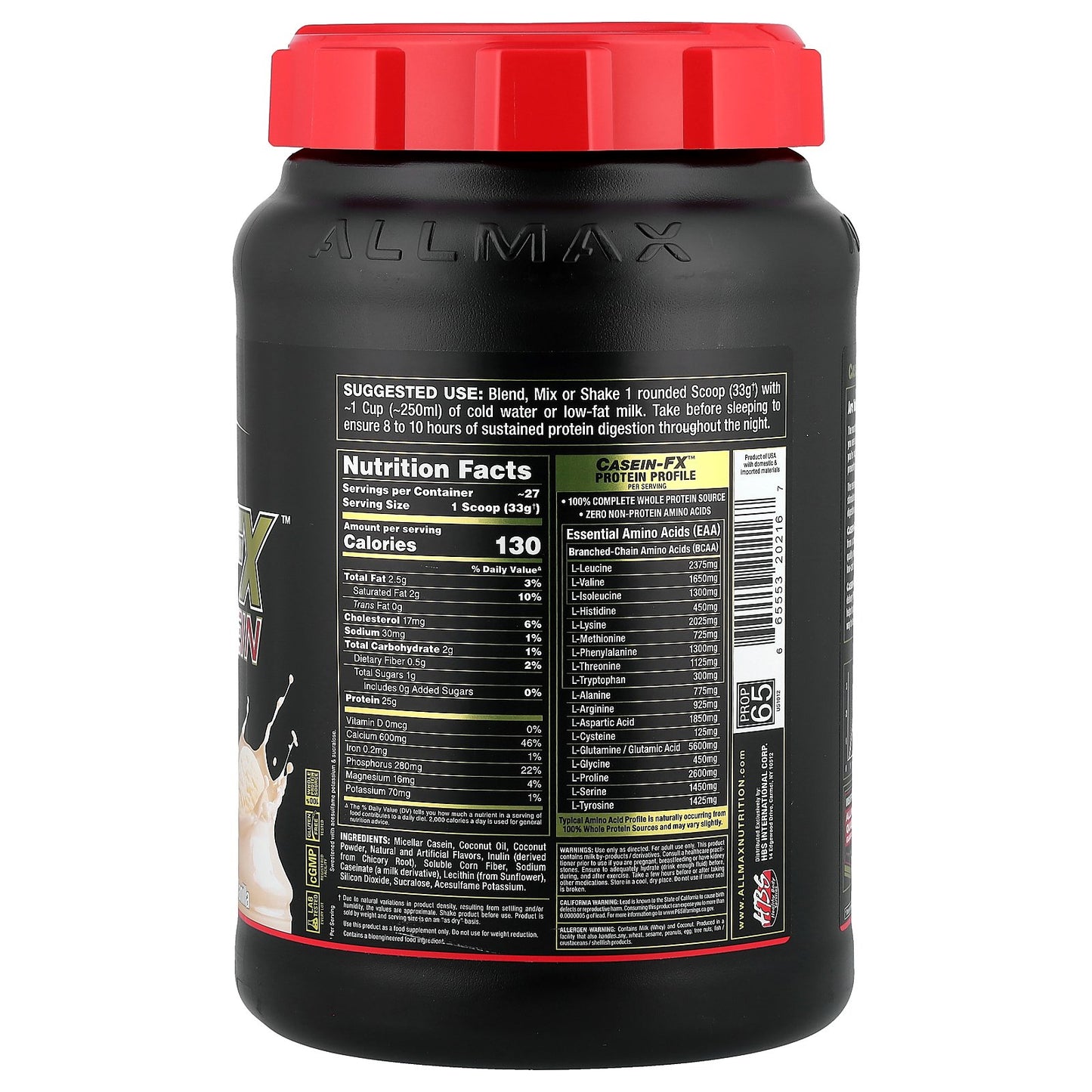 ALLMAX, Casein-FX™ Protein, 100% Casein Micellar Source, Vanilla, 2 lbs (907 g)