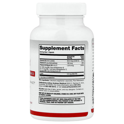 Arthur Andrew Medical, KD Ultra®, Full Spectrum K2 with Vegan D3, 90 Capsules