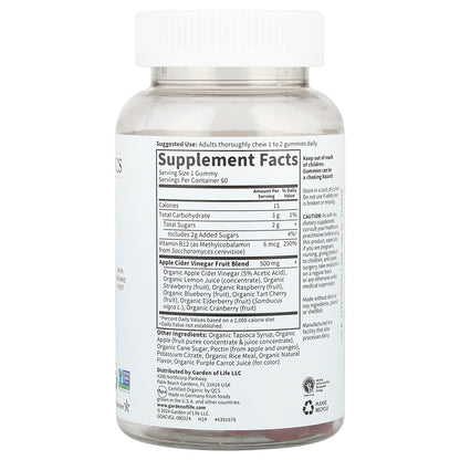 Garden of Life, Organic Apple Cider Vinegar Gummies, 60 Vegan Gummies