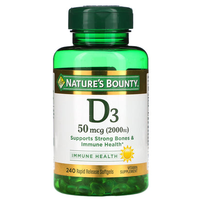 Nature's Bounty, D3, 50 mcg (2,000 IU), 240 Rapid Release Softgels