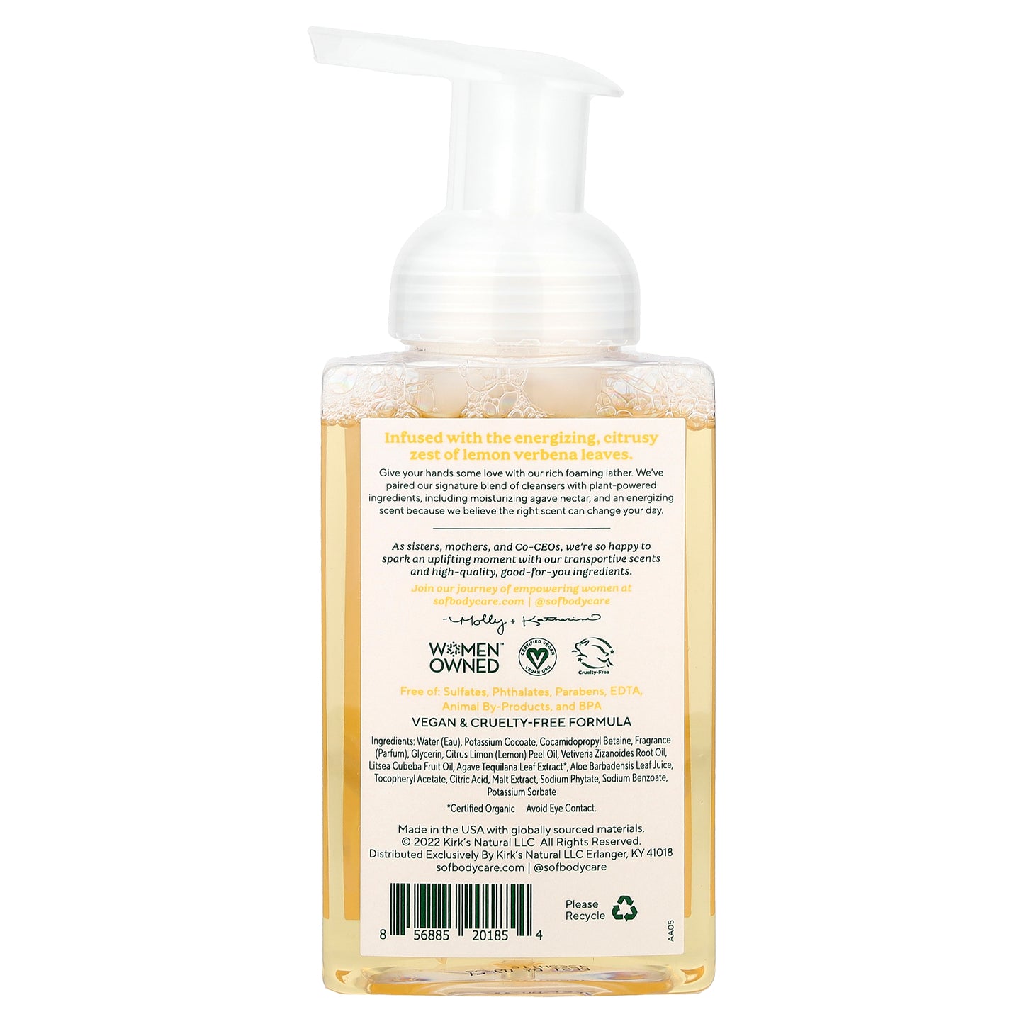 SoF, Hydrating Foaming Hand Wash with Agave Nectar, Lemon Verbena, 8 fl oz (236 ml)