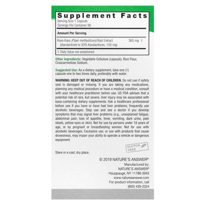 Nature's Answer, Standardized Kava-6®, 365 mg, 90 Vegetarian Capsules