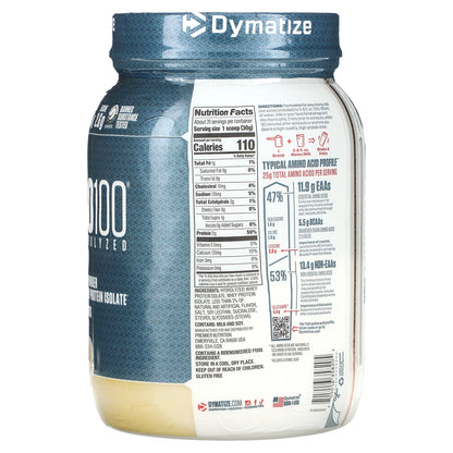 Dymatize, ISO100® Hydrolyzed, 100% Whey Protein Isolate, Gourmet Vanilla, 1.34 lb (610 g)