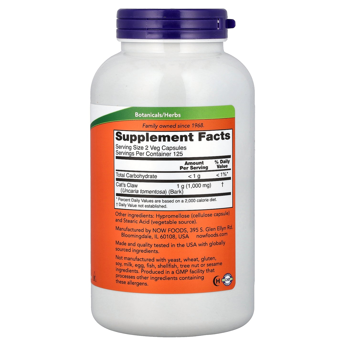 NOW Foods, Cat's Claw, 500 mg, 250 Veg Capsules