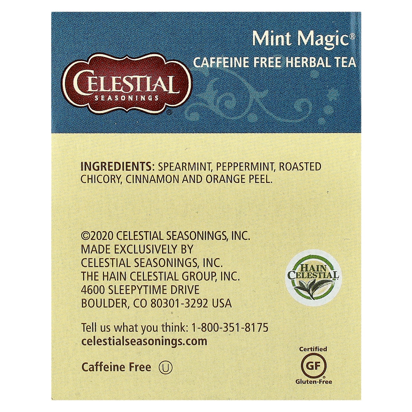 Celestial Seasonings, Herbal Tea, Mint Magic®, Caffeine Free, 20 Tea Bags, 1.4 oz (41 g)