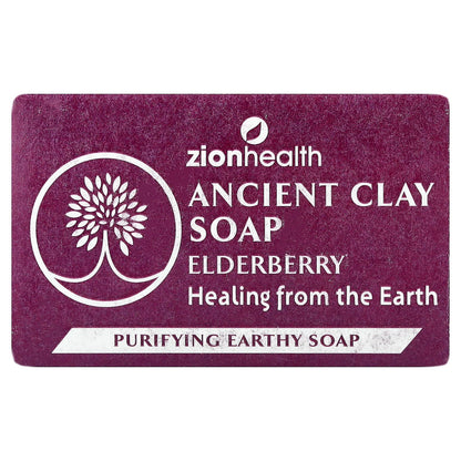 Zion Health, Ancient Clay Bar Soap, Elderberry, 6 oz (170 g)