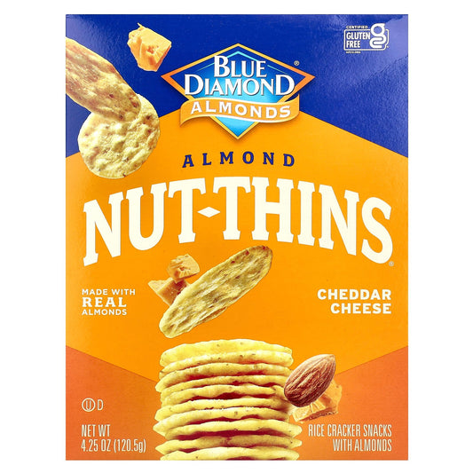 Blue Diamond, Almond Nut-Thins®, Rice Cracker Snacks with Almonds, Cheddar Cheese, 4.25 oz (120.5 g)