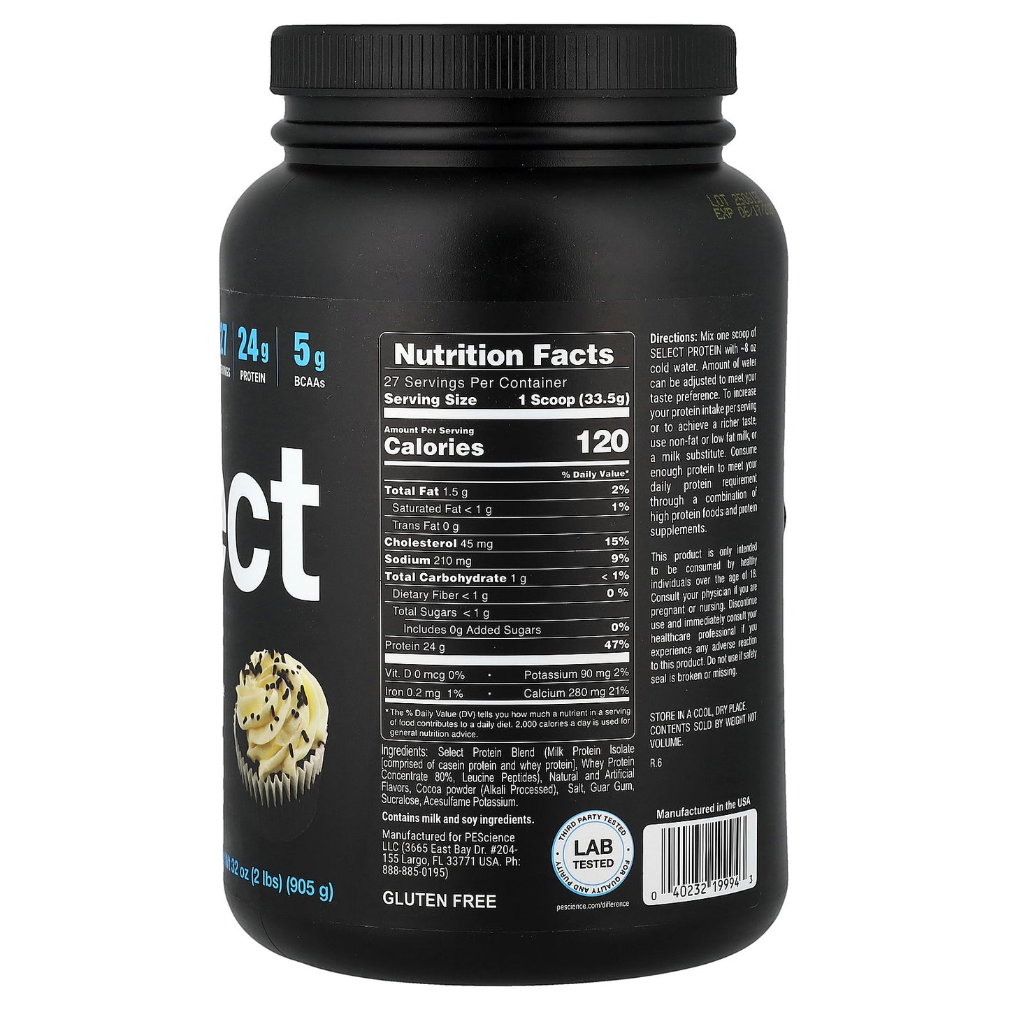 PEScience, Select Protein™, Frosted Chocolate Cupcake, 2 lb (905 g)