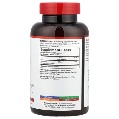 Olympian Labs, Magnesium Citrate, 100 Vegetarian Capsules (133 mg per Capsule)