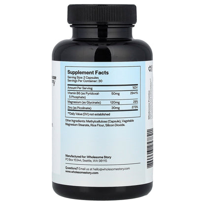 Wholesome Story, Zinc With Magnesium + Vitamin B6 , 60 Vegetarian Capsules