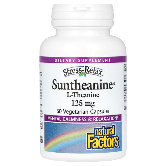 Natural Factors, Stress-Relax, Suntheanine, L-Theanine, 250 mg, 60 Vegetarian Capsules (125 mg Per Capsule)