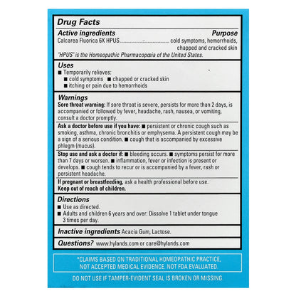 Hyland's Naturals, Cell Salt #1, Calc Fluor 6X, 100 Quick-Dissolving Single Tablets