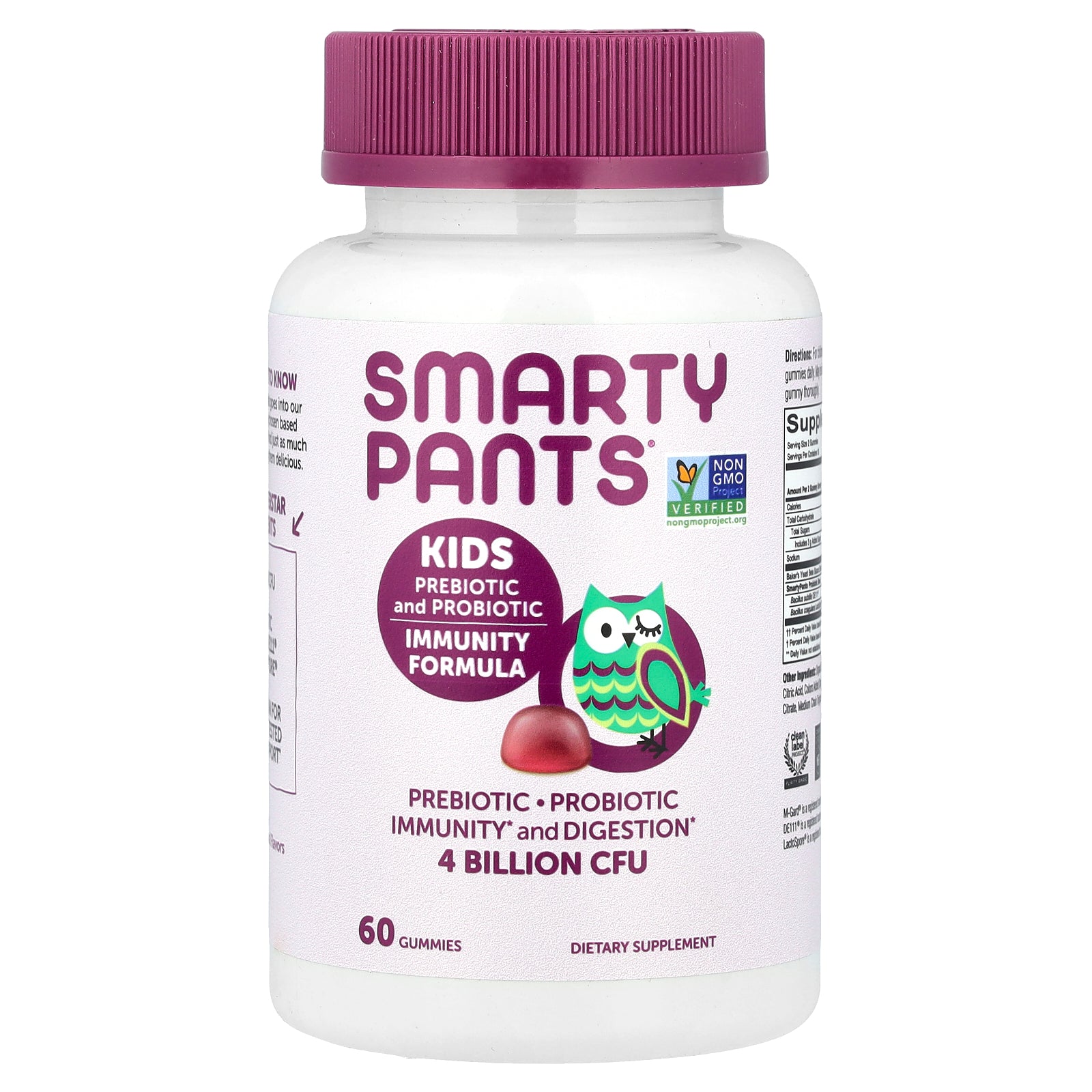 SmartyPants, Kids Prebiotic and Probiotic Gummies, Immunity Formula, Grape, 60 Gummies