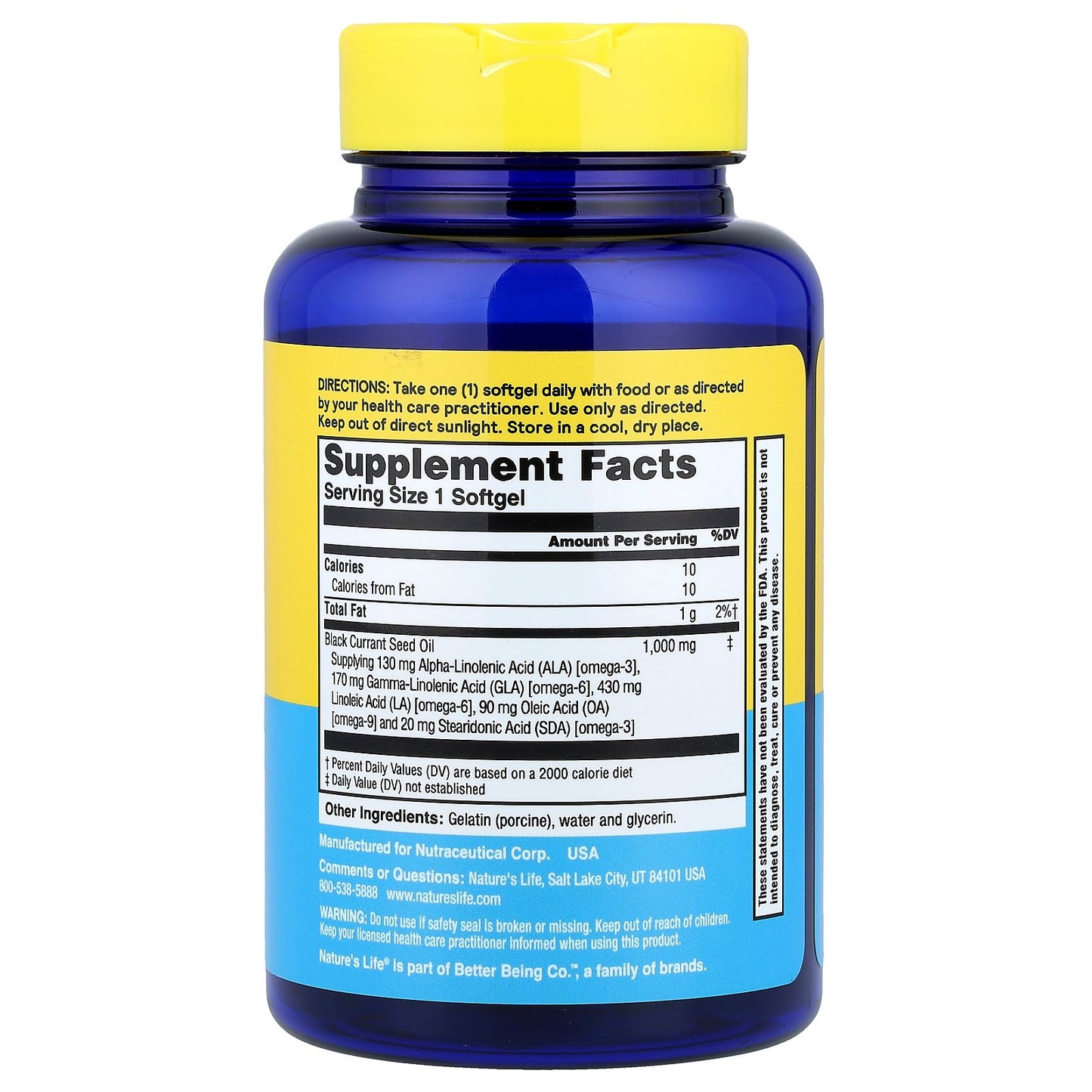 Nature's Life, Black Currant Oil, 1,000 mg, 60 Softgels