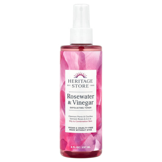 Heritage Store, Rosewater & Vinegar, Exfoliating Toner, 8 fl oz (237 ml)