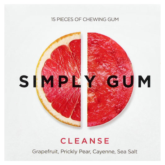 Simply Gum, Chewing Gum, Cleanse, Grapefruit, Prickly Pear, Cayenne, Sea Salt, 15 Pieces