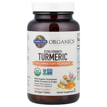 Garden of Life, Organics, Turmeric, Inflammatory Response, 120 Vegan Tablets