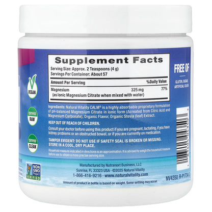 Natural Vitality, CALM®, Relaxing Drink Mix, Raspberry-Lemon, 8 oz (226 g)