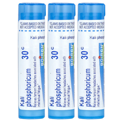 Boiron, Kali Phosphoricum, Mental Fatigue Relief, Meltaway Pellets, 30C, 3 Tubes, Approx. 80 Pellets Each