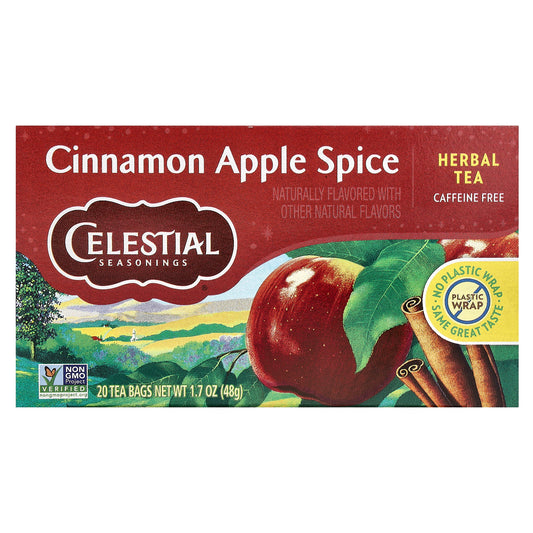 Celestial Seasonings, Herbal Tea, Cinnamon Apple Spice, Caffeine Free, 20 Tea Bags, 1.7 oz (48 g)