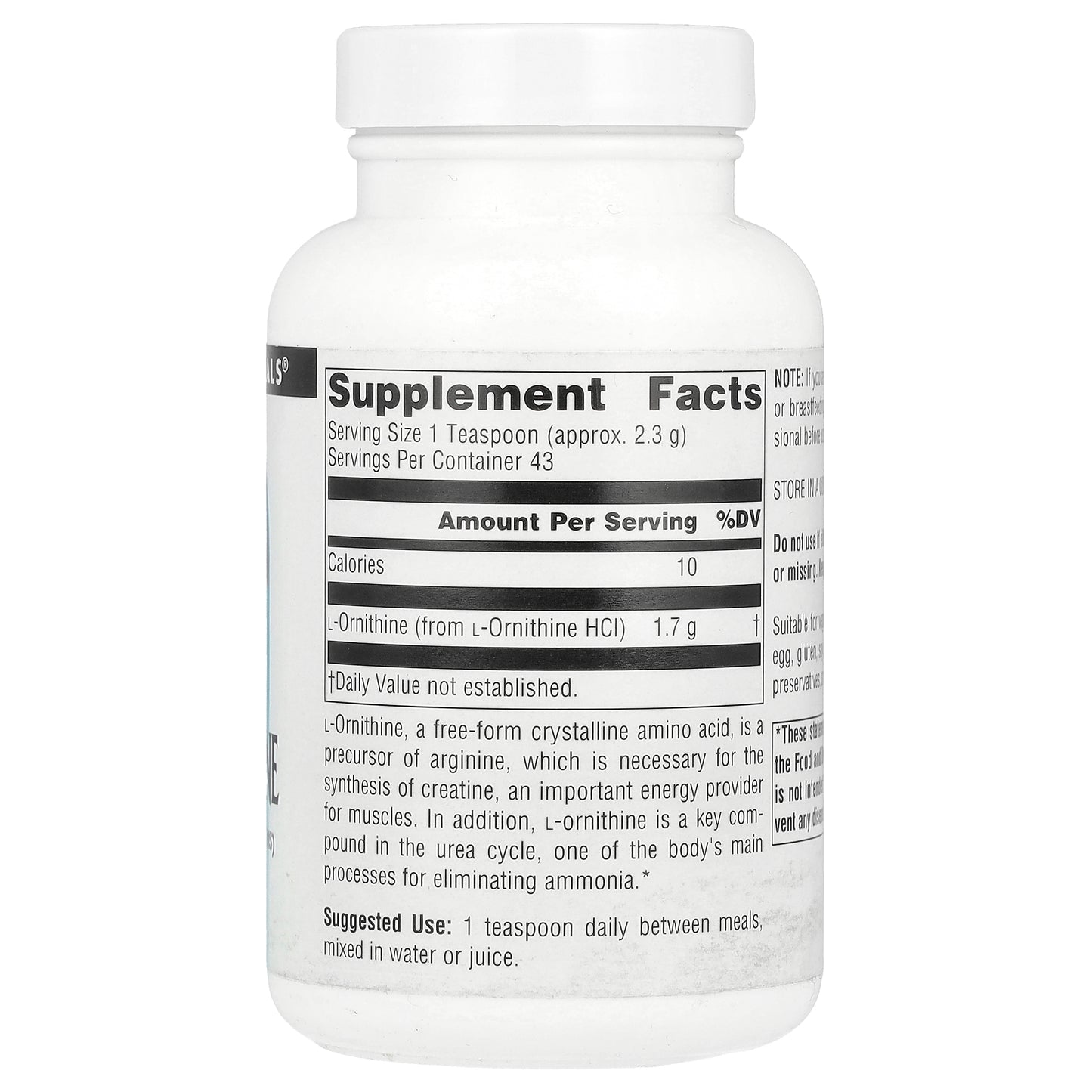 Source Naturals, L-Ornithine Powder, 3.53 oz (100 g)