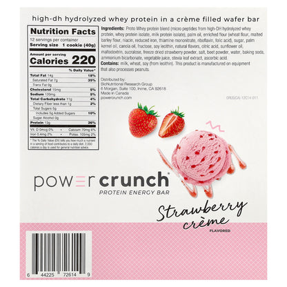 BNRG, Power Crunch®, Protein Energy Bar, Strawberry Creme, 12 Bars, 1.4 oz (40 g) Each