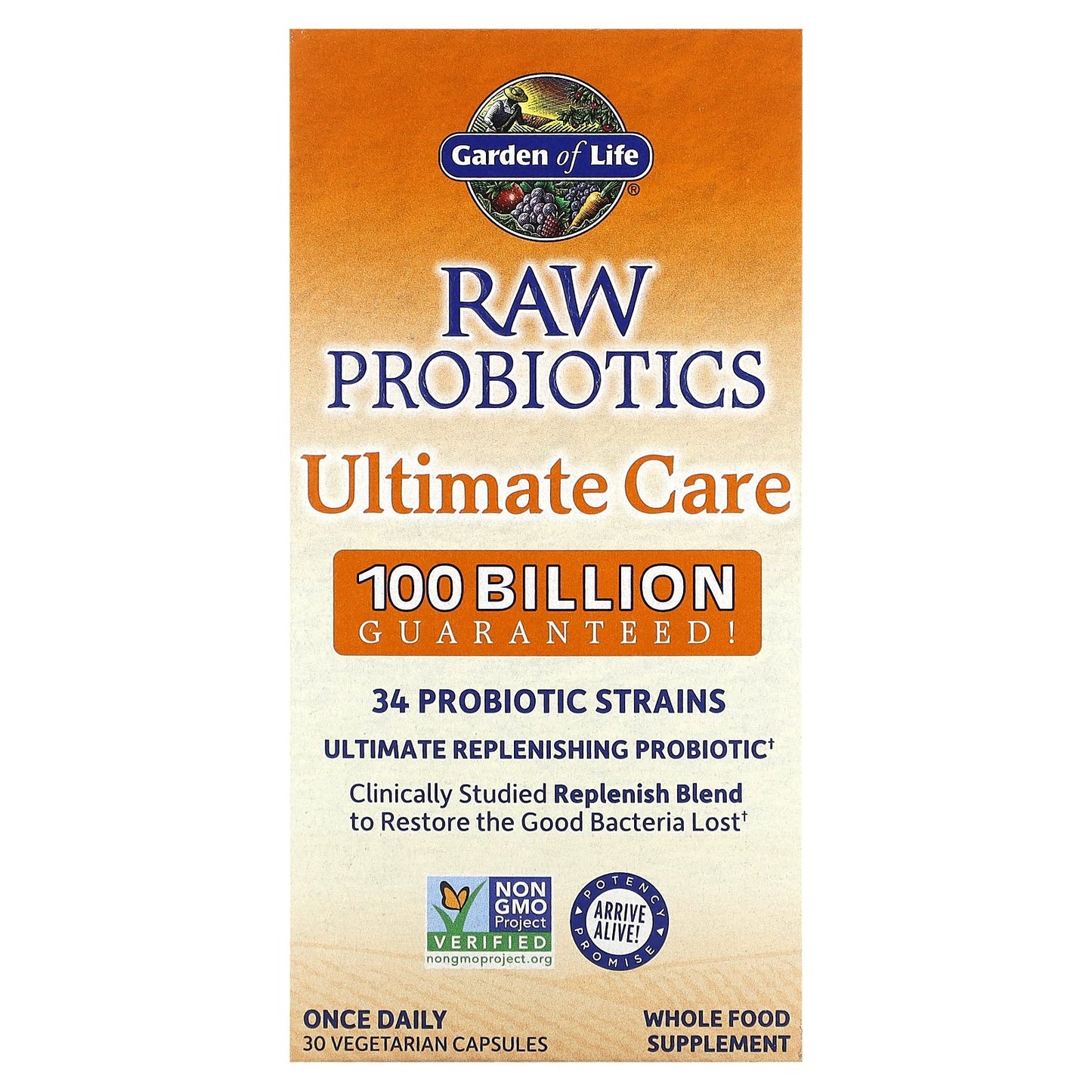 Garden of Life, RAW Probiotics, Ultimate Care, 30 Vegetarian Capsules