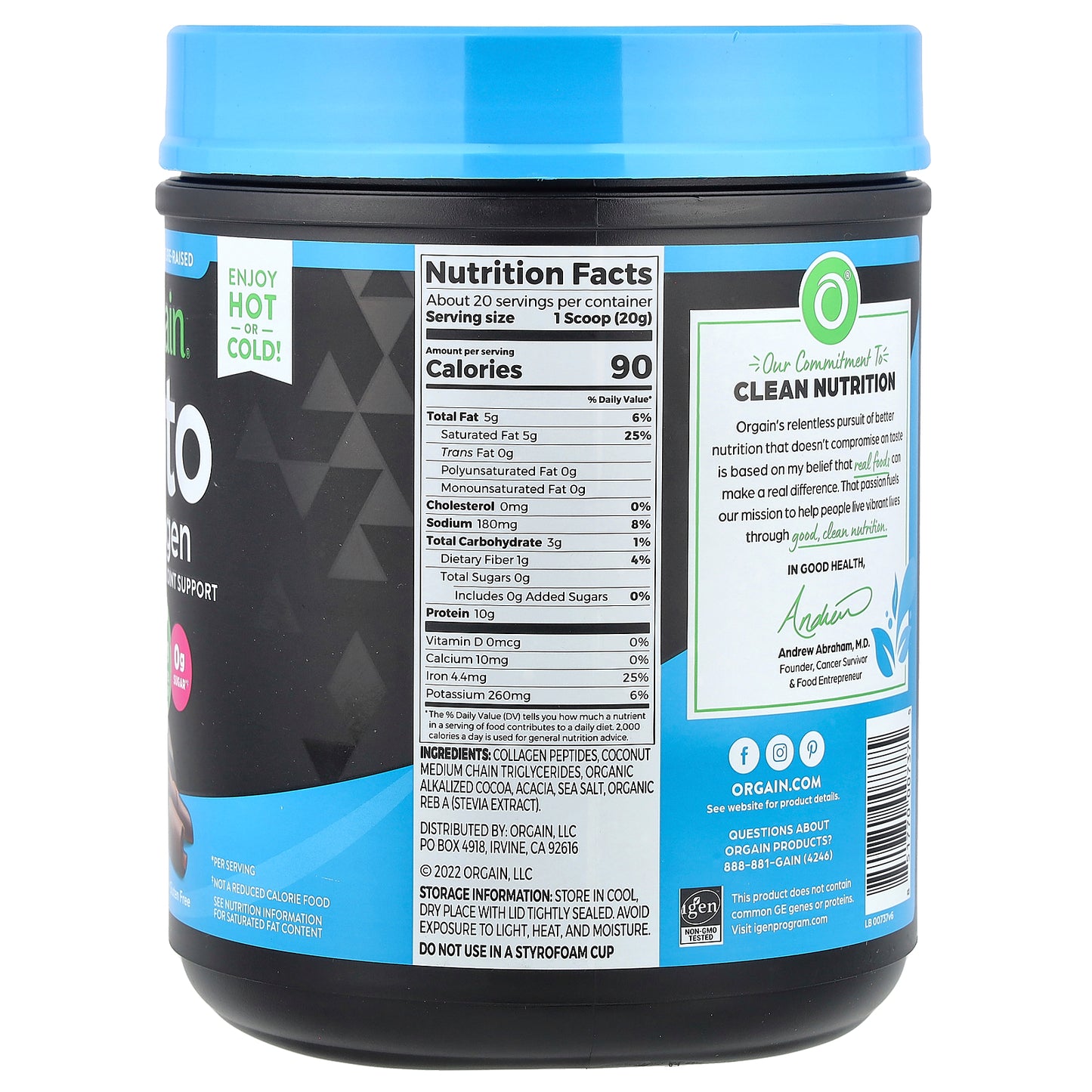 Orgain, Keto Collagen Powder, Chocolate, 14.1 oz (400 g)