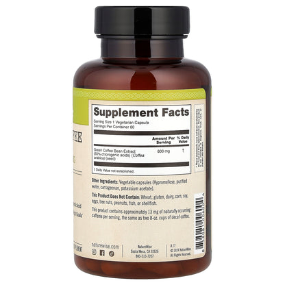 NatureWise, Green Coffee Bean Extract , 800 mg, 60 Vegetarian Capsules