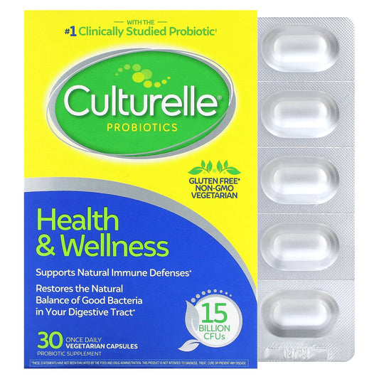 Culturelle, Probiotics, Health & Wellness, 15 Billion CFUs, 30 Once Daily Vegetarian Capsules