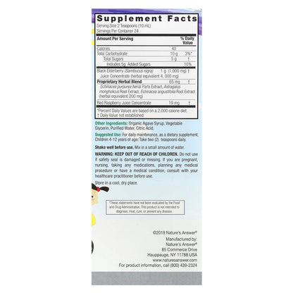 Nature's Answer, Kids' Sambucus Liquid, Alcohol Free, 8 fl oz (240 ml)