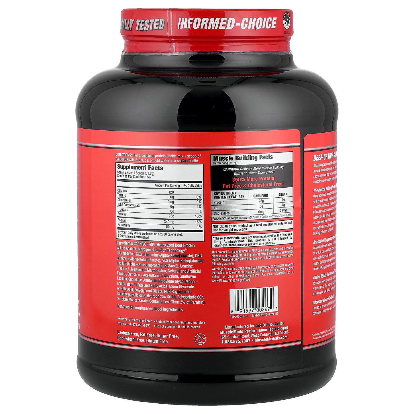 MuscleMeds, Carnivor™, Hydrolyzed Beef Protein Isolate, Vanilla Caramel, 3.9 lbs (1,775 g)
