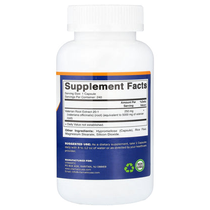 Vitamatic, Valerian Root, High Potency, 240 Vegetable Capsules (250 mg per Capsule)