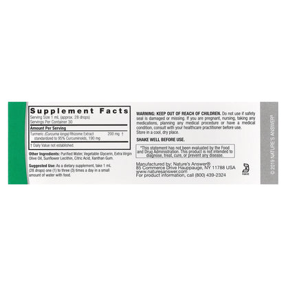Nature's Answer, Turmeric-3®, Alcohol-Free, 200 mg, 1 fl oz (30 ml)