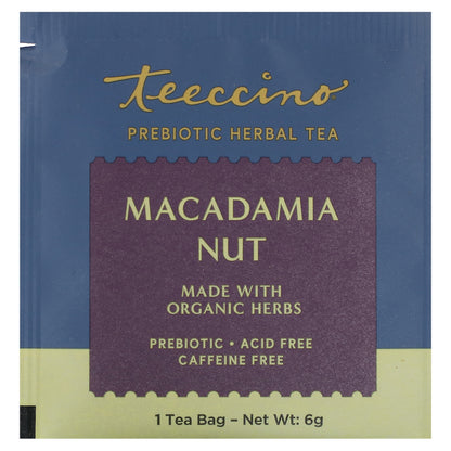 Teeccino, Prebiotic Herbal Tea, Macadamia Nut, Caffeine Free, 10 Tea Bags, 2.12 oz (60 g)