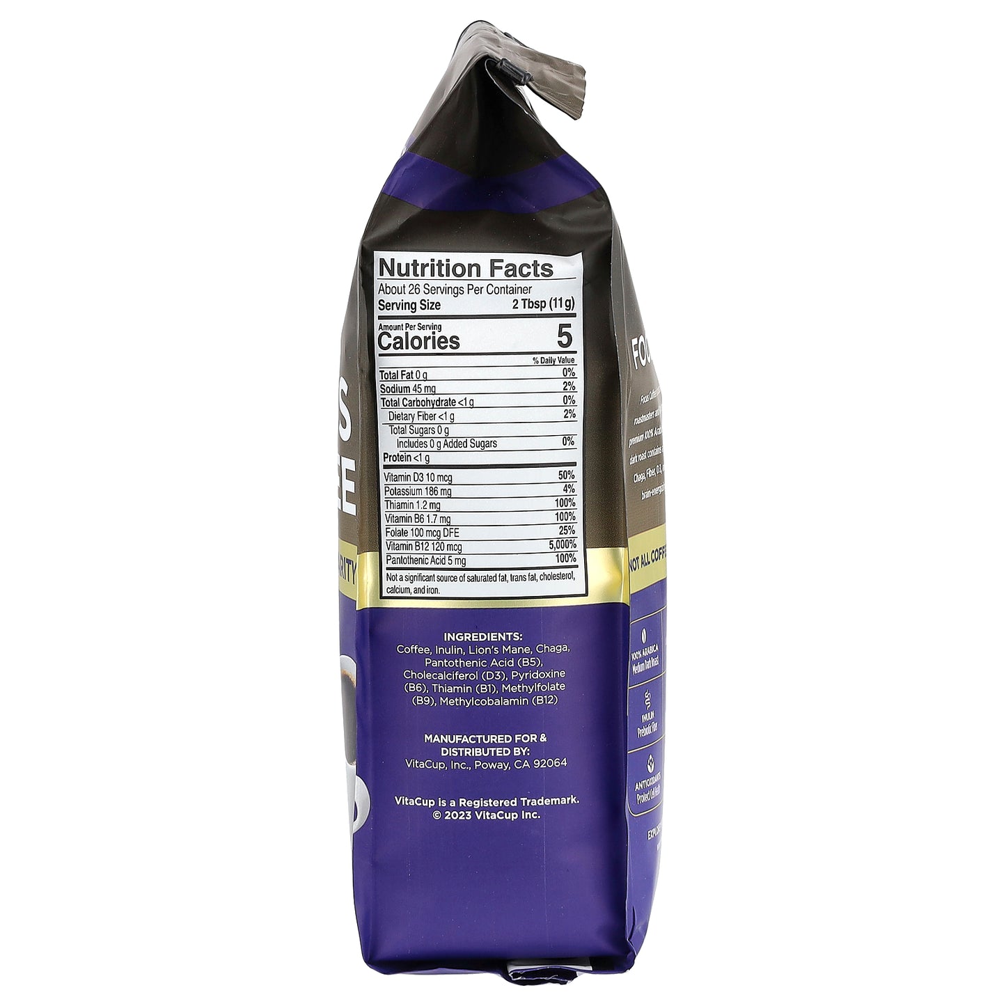 VitaCup, Focus Coffee, Ground, Medium Dark Roast, 10 oz (284 g)