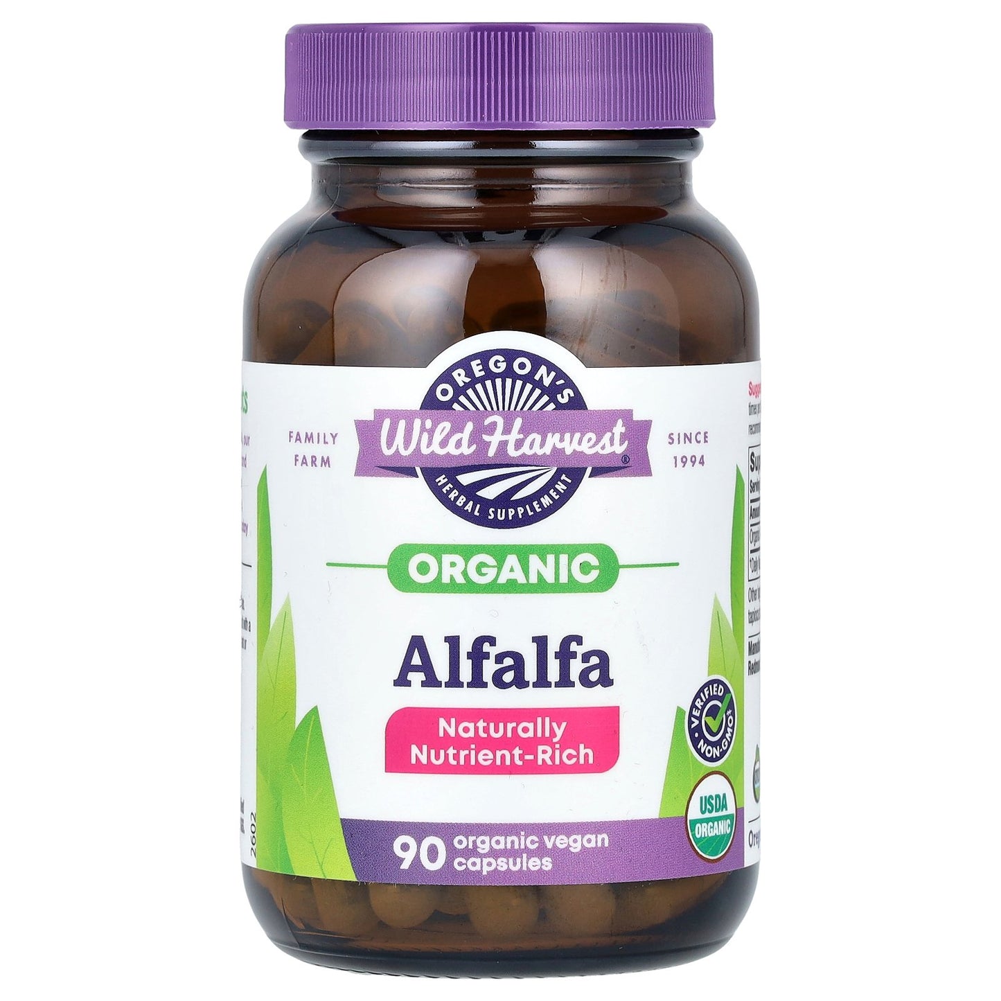 Oregon's Wild Harvest, Organic Alfalfa, 90 Organic Vegan Capsules