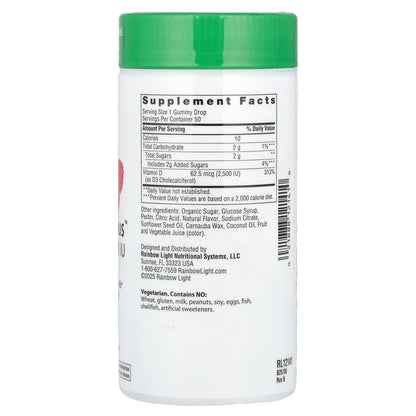 Rainbow Light, Berry D-Licious™, Vitamin D3, Juicy Raspberry, 62.5 mcg (2,500 IU), 50 Gummies