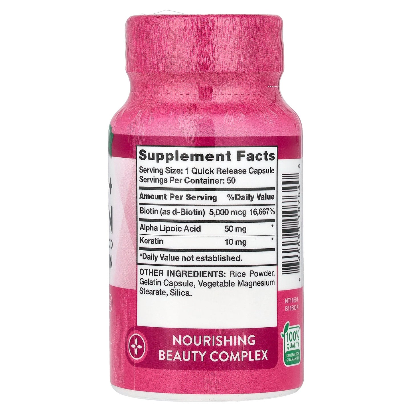 Nature's Truth, Biotin + Keratin with Alpha Lipoic Acid, 50 Quick Release Capsules