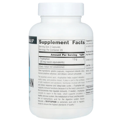Source Naturals, L-Tryptophan, 500 mg, 60 Capsules