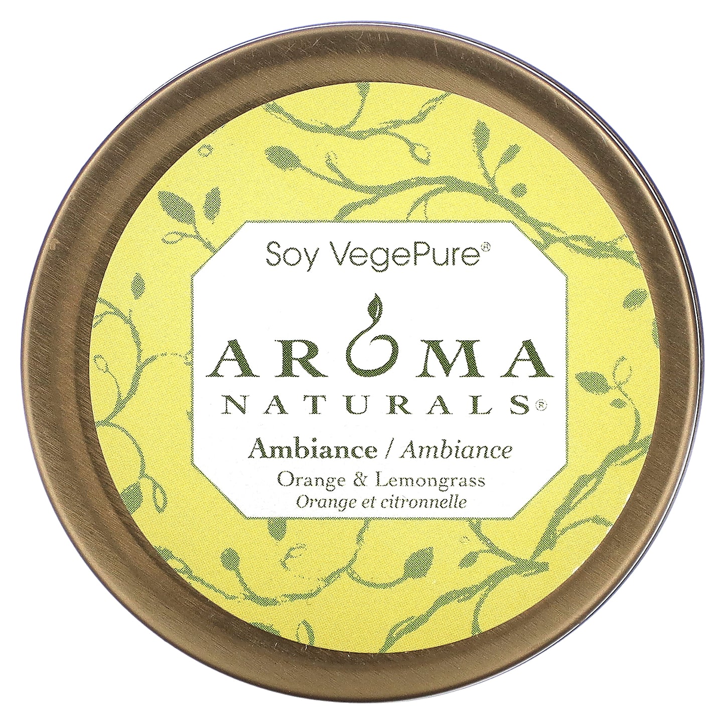 Aroma Naturals, Soy VegePure, Travel Tin Candle, Ambiance, Orange & Lemongrass, 2.8 oz (79.38 g)