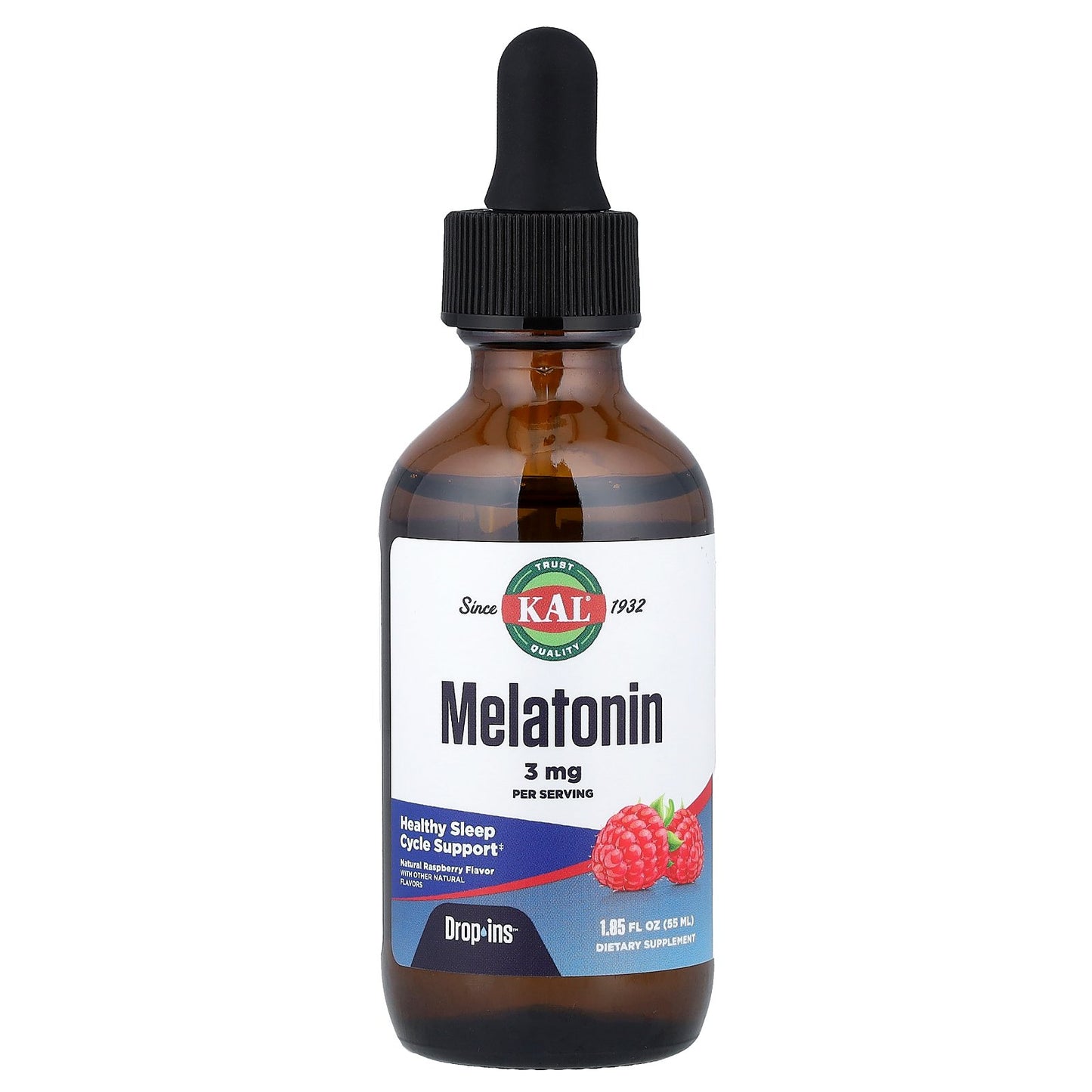 KAL, Melatonin, Natural Raspberry, 3 mg, 1.85 fl oz (55 ml)