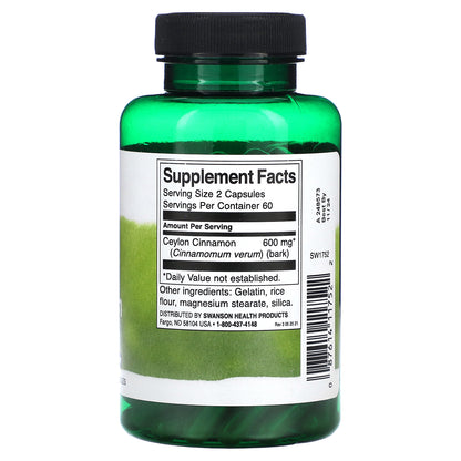 Swanson, Full Spectrum True Cinnamon, 120 Capsules (300 mg per Capsule)
