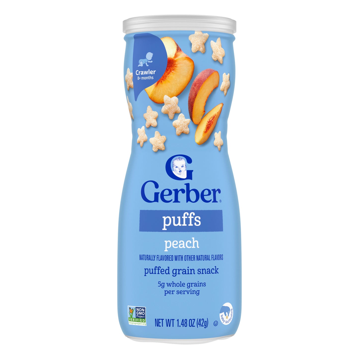 Gerber, Puffs, Puffed Grain Snack, 8+ Months, Peach, 1.48 oz (42 g)