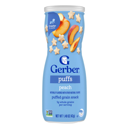 Gerber, Puffs, Puffed Grain Snack, 8+ Months, Peach, 1.48 oz (42 g)