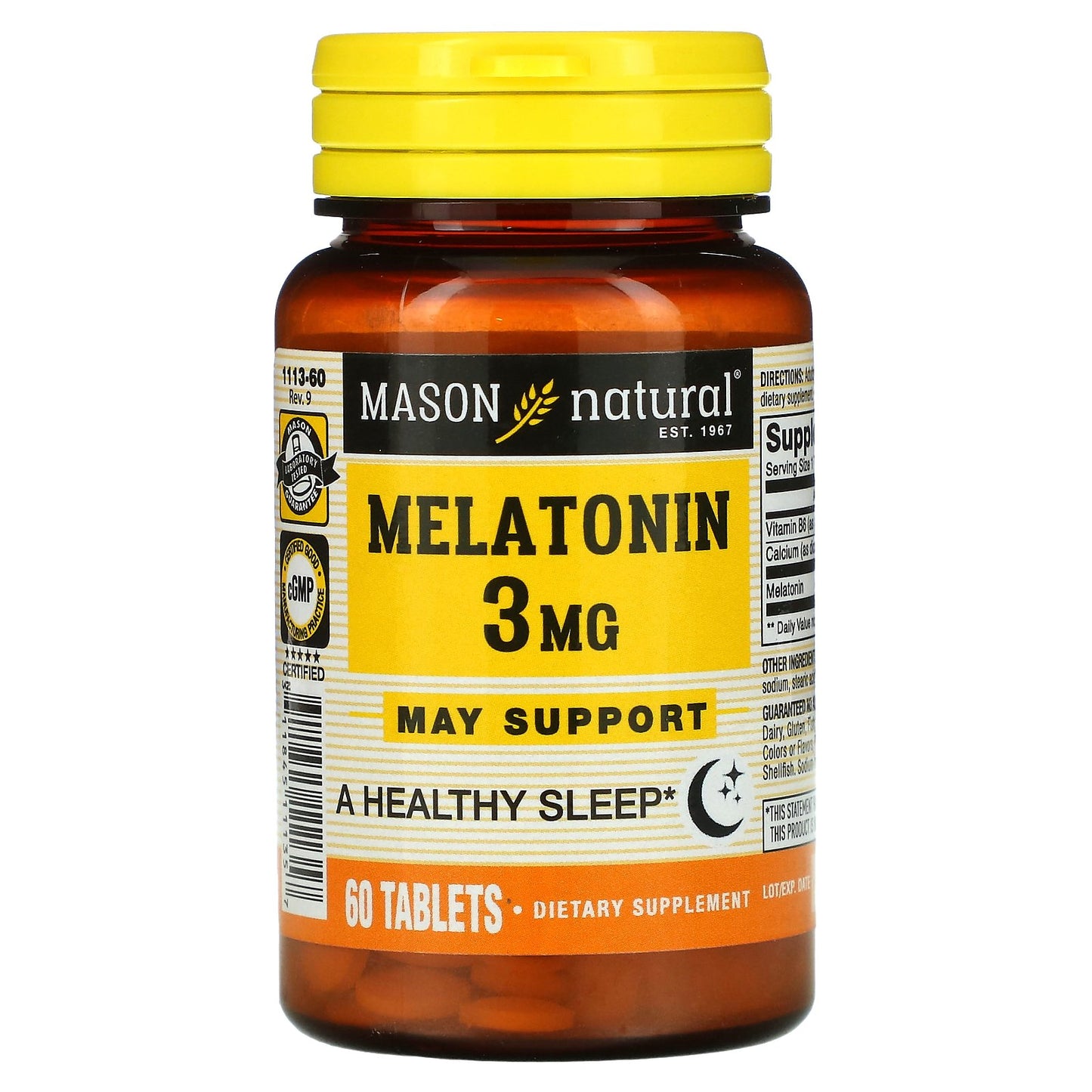 Mason Natural, Melatonin, 3 mg, 60 Tablets